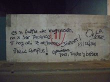 es x falta de imaginación, no x ser tacaños q' hoy asi te deseamos feliz cumple! jorge graciela, pao, tincho y bere