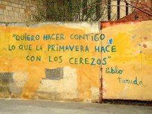 Quiero hacer contigo lo que la primavera hace con los cerezos. - Neruda