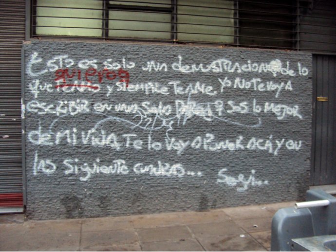 Esto es solo una demostración de lo que te amo y siempre te amé Yo no te voy a escribir en una sola pared que sos lo mejor de mi vida...